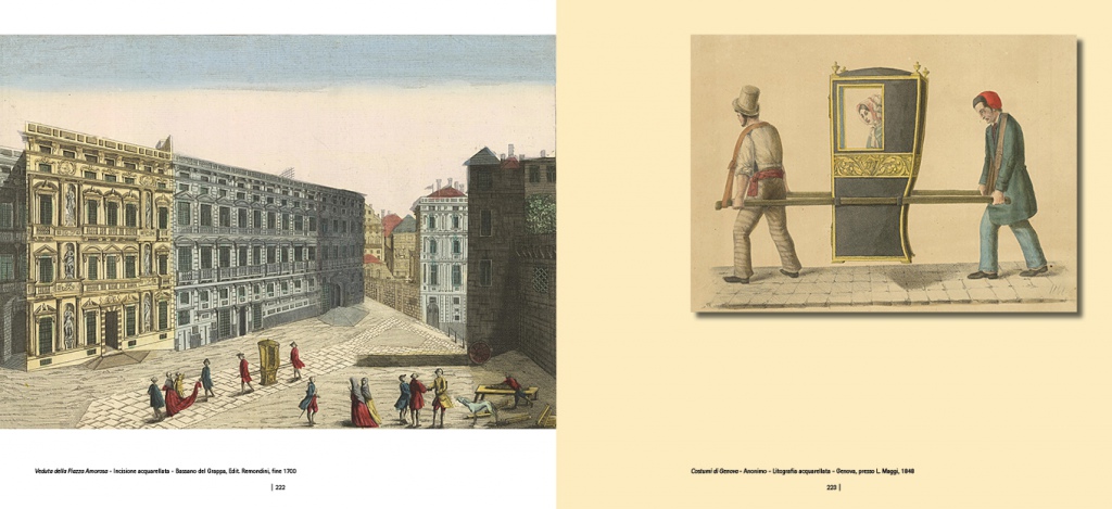 P. 222-223 - Piazza Fontane Marose e facchini con la portantina